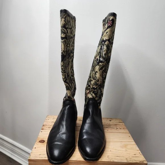 Seychelles Vintage "Pinta" Tapestry Mid Calf Pull On Riding Boot Size 8.5 - Picture 3 of 13